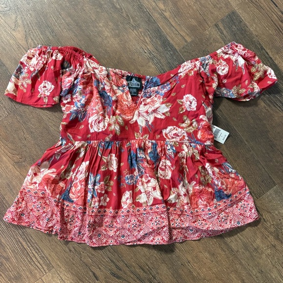 Angie floral smock back off shoulder top - Picture 1 of 3